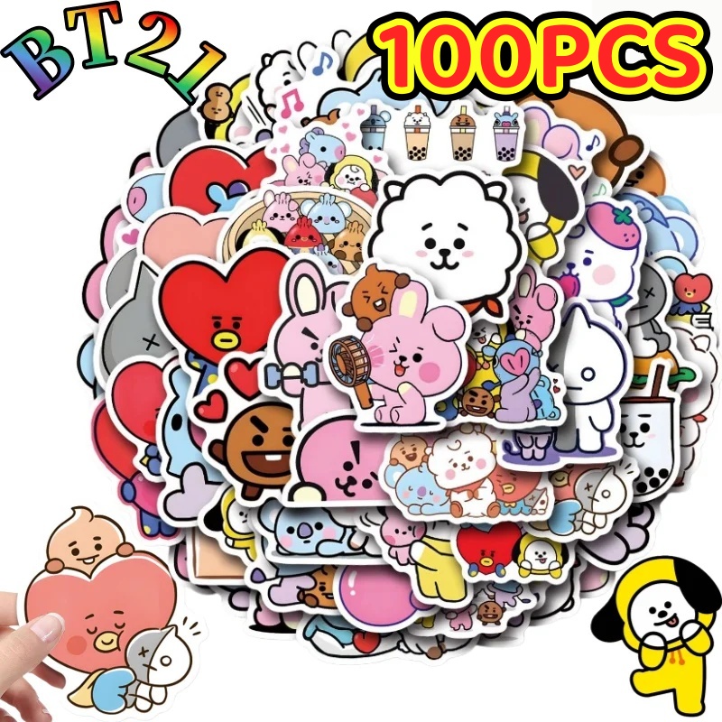 100/200 шт. наклеек BT21 Chimm – обзор и цена Cookies Pack